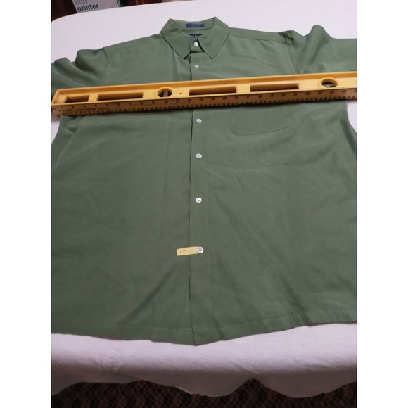 Silk clubroom men's button up short sleeve search Olive color XL - Picture 1 of 4
